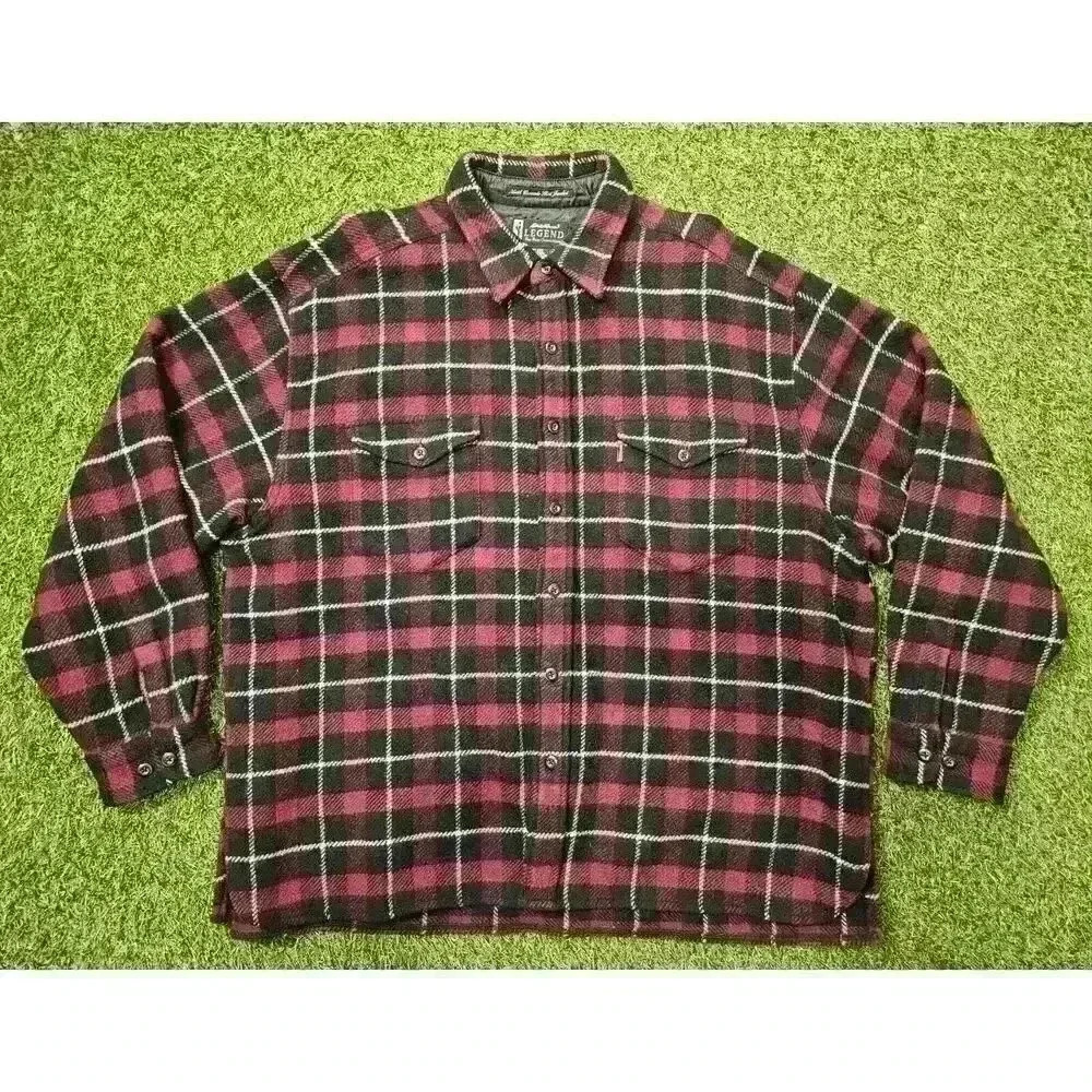 Vintage Eddie Bauer Legend Wool Flannel Mens XXL Maroon Black